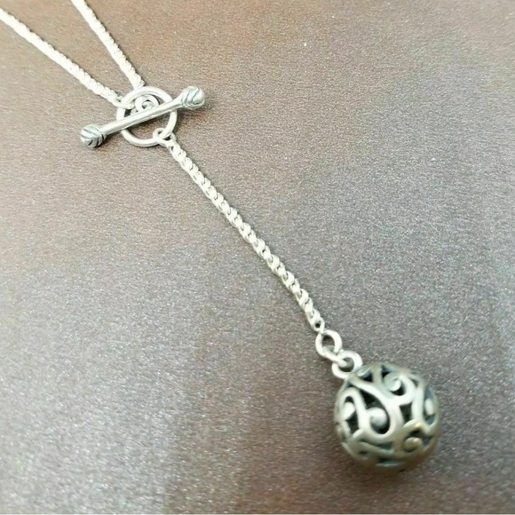 Silpada Simple Delight Sterling Silver Filigree Ball Lariat Chain Necklace N1619 - Picture 3 of 4
